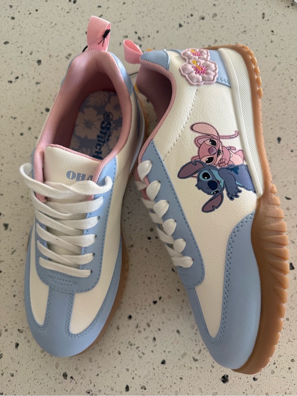 New womens Disney Stitch & Angel Light Blue and Pink Athletic Shoes Sz 6, 7, 8